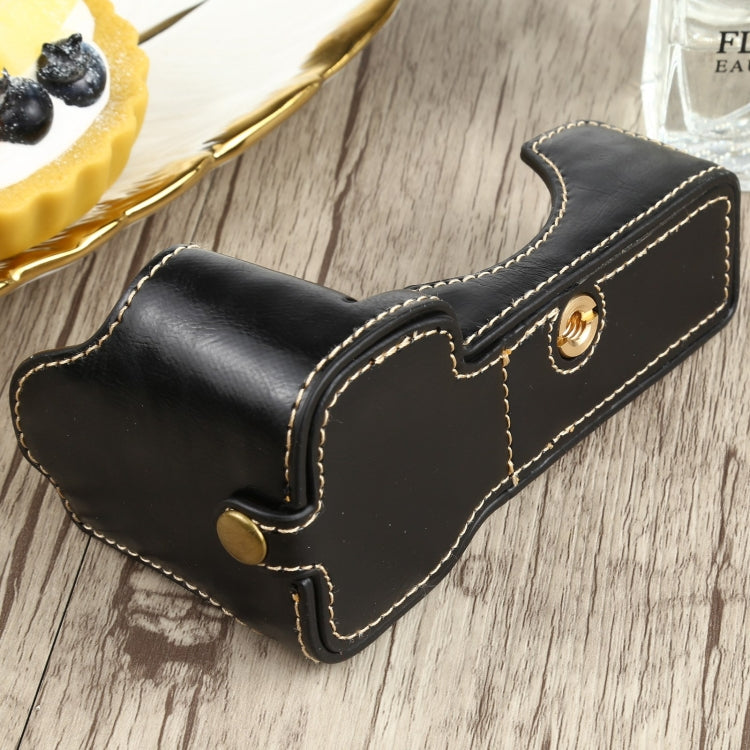 Base de media funda para cámara de cuero PU con rosca de 1/4 de pulgada para Sony ILCE-7C/A7C, For Sony ILCE-7C/A7C