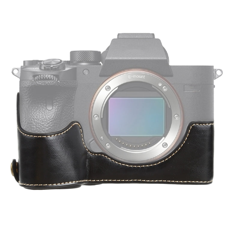 Base de media caja para cámara de cuero PU con rosca de 1/4 de pulgada para Sony ILCE-7RM4 / A7RM4 / A7R IV, For Sony ILCE-7RM4