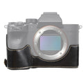 Base de media caja para cámara de cuero PU con rosca de 1/4 de pulgada para Sony ILCE-7RM4 / A7RM4 / A7R IV, For Sony ILCE-7RM4
