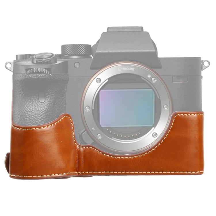 Base de media caja para cámara de cuero PU con rosca de 1/4 de pulgada para Sony ILCE-7RM4 / A7RM4 / A7R IV, For Sony ILCE-7RM4