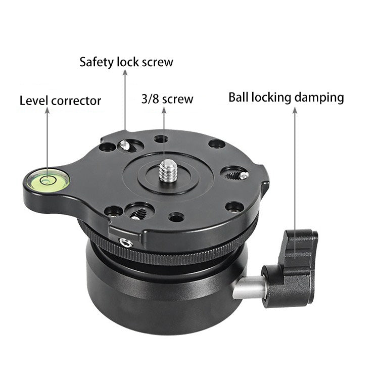 BEXIN DY-60N Trípode profesional con cúpula de rosca de 3/8 pulgadas, nivelación, base de cabeza panorámica de 360 grados con nivel de burbuja y adaptador de tornillo de 3/8 pulgadas, DY-60N 3/8 inch