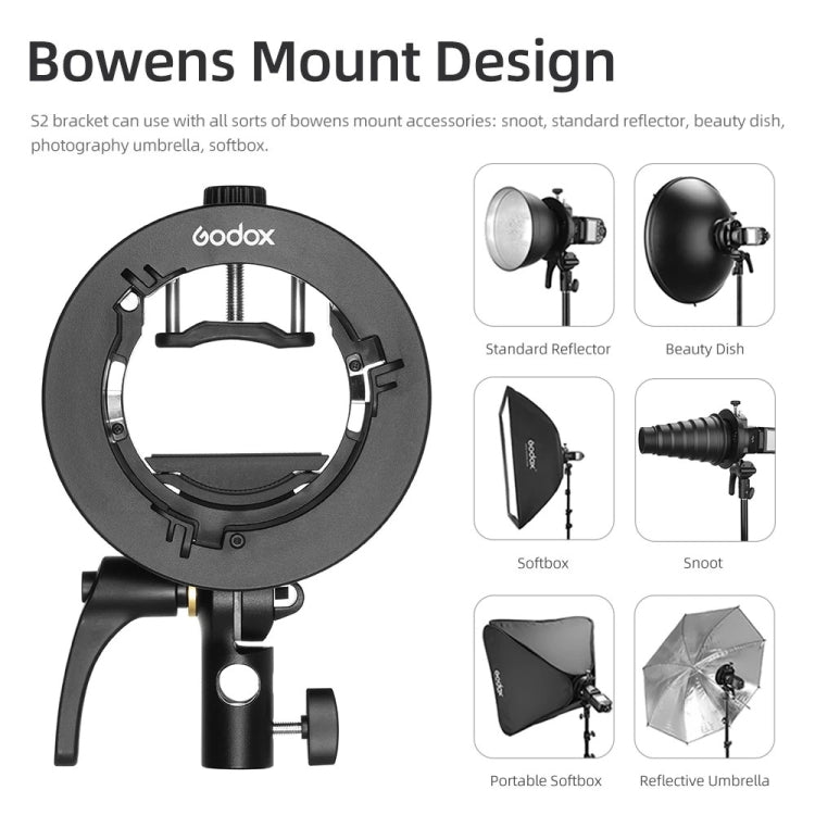 Godox S2 Speedlite tipo S soporte Bowens montaje Flash tipo S soporte