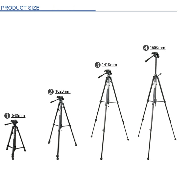 WeiFeng WT-3560 Patas plegables de 3 secciones Transmisión en vivo Soporte para trípode de aleación de aluminio, WT-3560