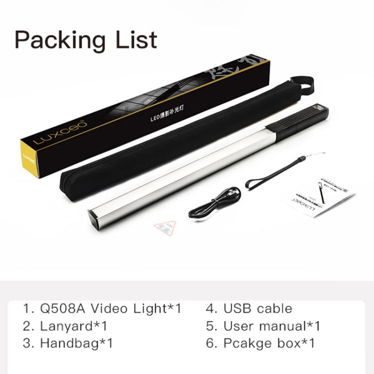 LUXCeO Q508A 8 colores foto LED Stick Video luz impermeable de mano LED Luz de relleno Flash lámpara de iluminación con Control remoto, Q508A