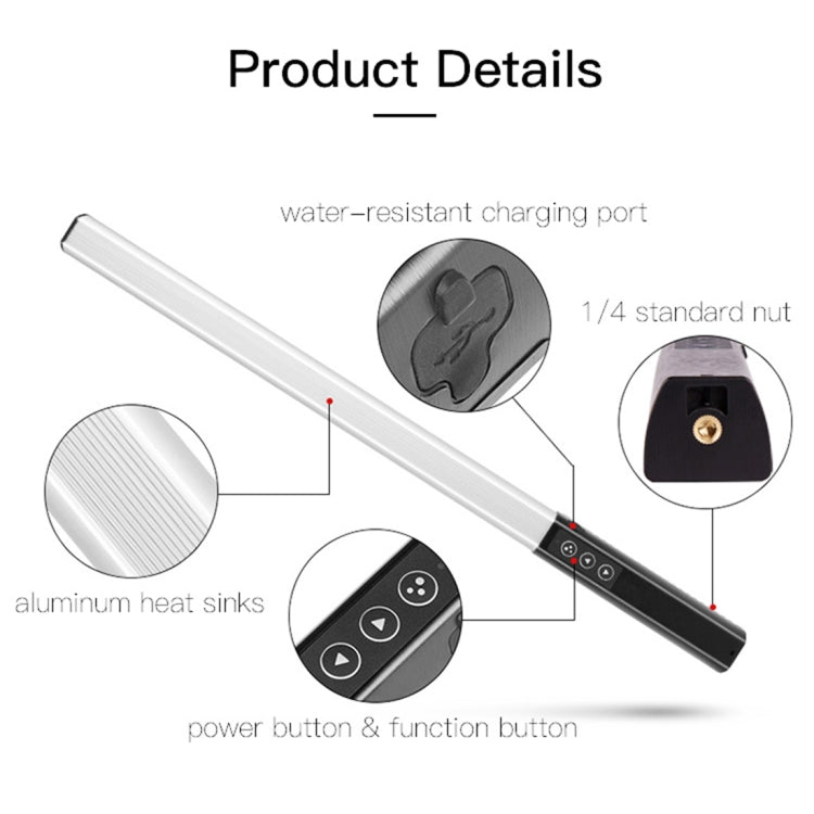 LUXCeO Q508A 8 colores foto LED Stick Video luz impermeable de mano LED Luz de relleno Flash lámpara de iluminación con Control remoto, Q508A