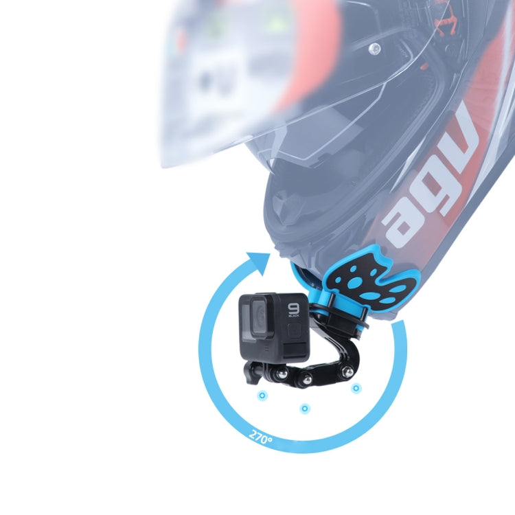 Adaptador de montaje para casco tipo mariposa con brazo pivotante de 3 vías, hebilla con gancho en J y tornillo largo para GoPro Hero11 Black / HERO10 Black /9 Black /8 Black /7/6/5/5 Session /4 Session /4/3+ /3/2 /1, DJI Osmo Action y otras cámaras de...