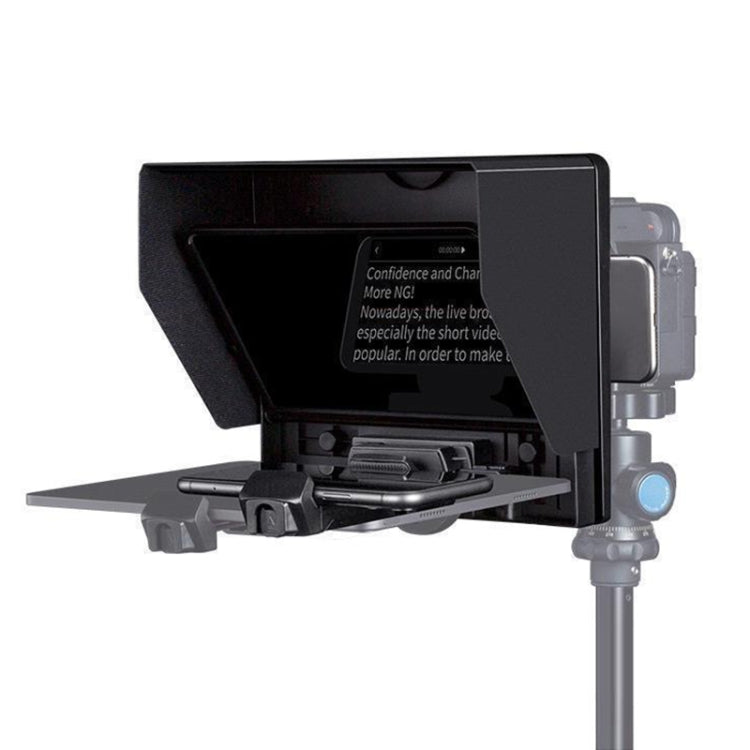 FEELWORLD TP10 Teleprompter plegable portátil de 10 pulgadas con anillo adaptador de lente de control remoto para teléfonos inteligentes/tabletas de menos de 10 pulgadas, TP10