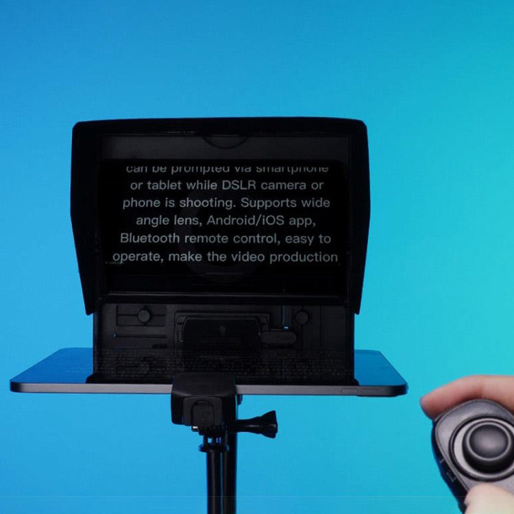 FEELWORLD TP10 Teleprompter plegable portátil de 10 pulgadas con anillo adaptador de lente de control remoto para teléfonos inteligentes/tabletas de menos de 10 pulgadas, TP10