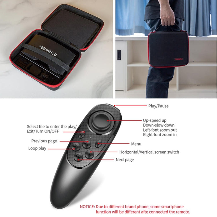 FEELWORLD TP10 Teleprompter plegable portátil de 10 pulgadas con anillo adaptador de lente de control remoto para teléfonos inteligentes/tabletas de menos de 10 pulgadas, TP10