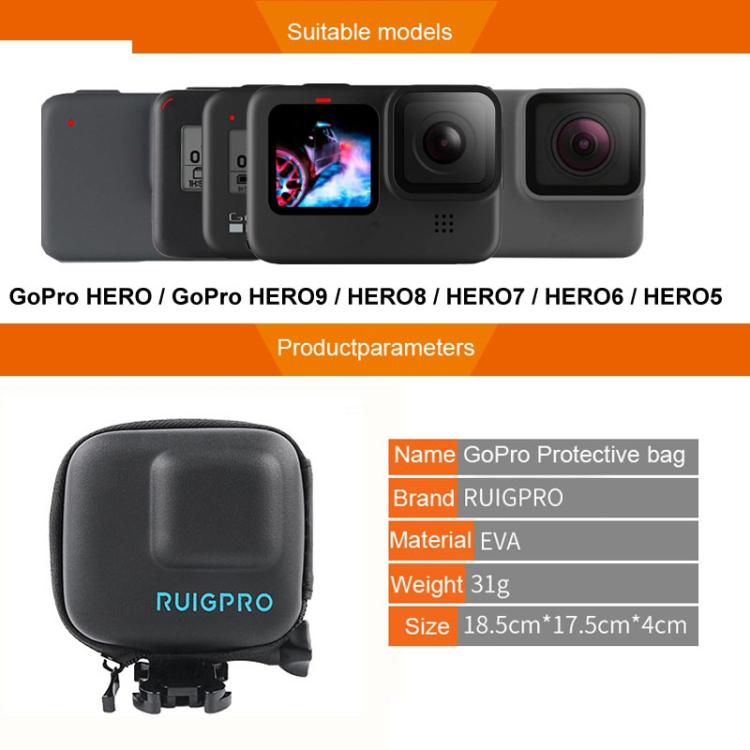 RUIGPRO Super Mini EVA caja protectora de almacenamiento para GoPro Hero11 negro/HERO10 negro/HERO9 negro/HERO8 negro/7/6/5, For GoPro HERO7 /6 /5