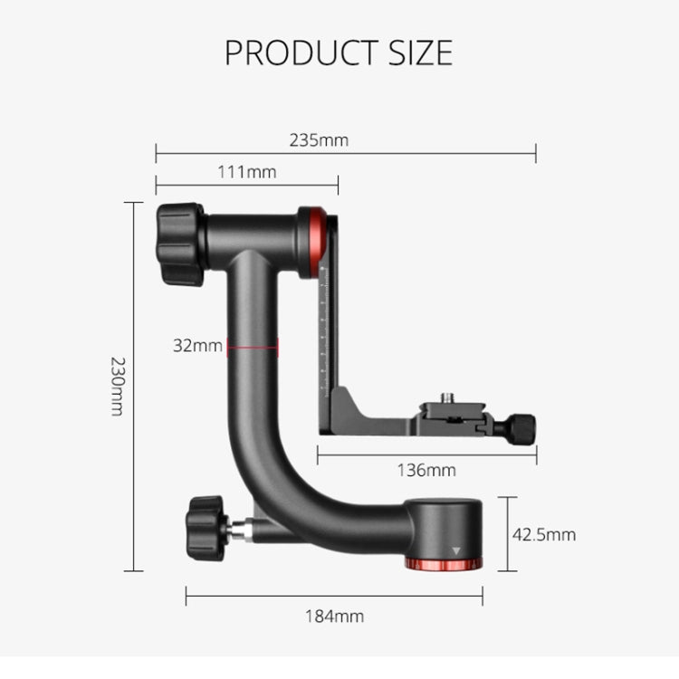 YELANGU A201 Cabezal de trípode con cardán horizontal de 360 grados para cámaras DV y SLR, A201