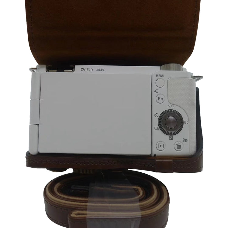 Funda de cuero PU para cámara de cuerpo completo para Sony ZV-E10, For Sony ZV-E10
