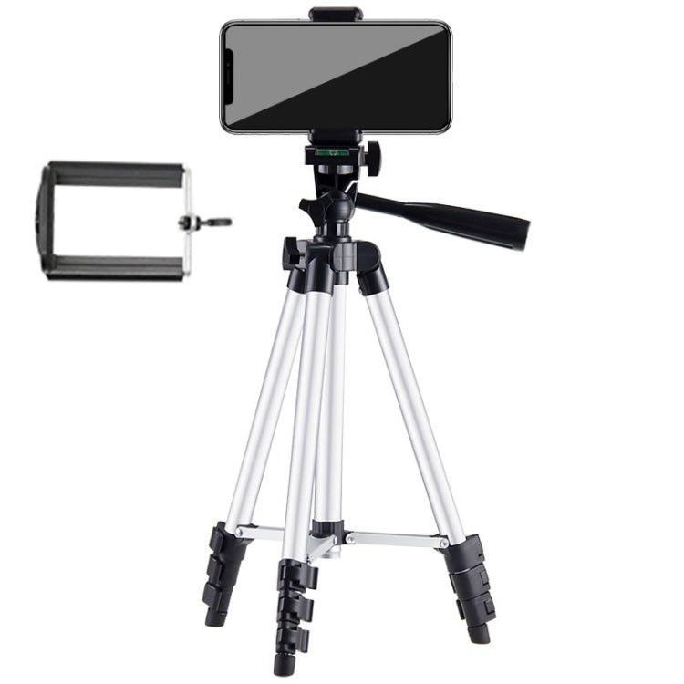 Trípode para transmisión en vivo Patas plegables de 4 secciones Soporte para trípode de aleación de aluminio con cabezal de trípode tridimensional en forma de U para DSLR y cámara digital, altura ajustable: 35-106 cm, 3110 Silver
