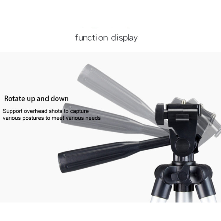Trípode para transmisión en vivo Patas plegables de 4 secciones Soporte para trípode de aleación de aluminio con cabezal de trípode tridimensional en forma de U para DSLR y cámara digital, altura ajustable: 35-106 cm, 3110 Silver