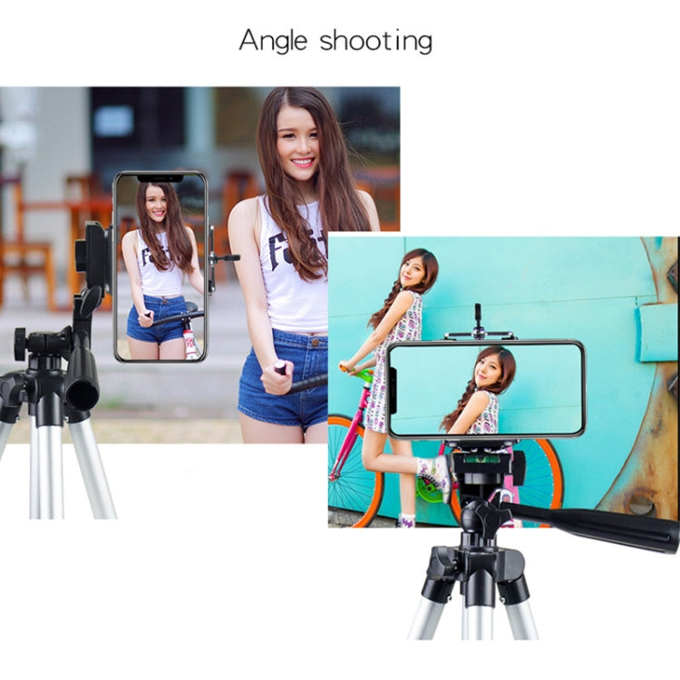 Trípode para transmisión en vivo Patas plegables de 4 secciones Soporte para trípode de aleación de aluminio con cabezal de trípode tridimensional en forma de U para DSLR y cámara digital, altura ajustable: 35-106 cm, 3110 Silver