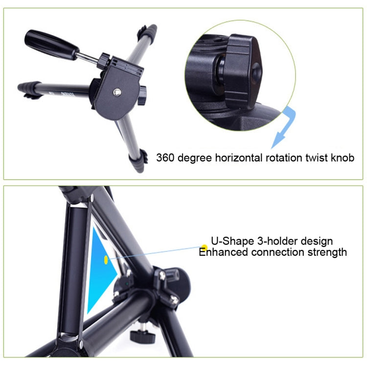 YUNTENG VCT-680RM Soporte de trípode de aleación de aluminio con patas plegables de 4 secciones con cabezal de trípode tridimensional para cámara DSLR y digital, altura ajustable: 46-138 cm, VCT-680RM