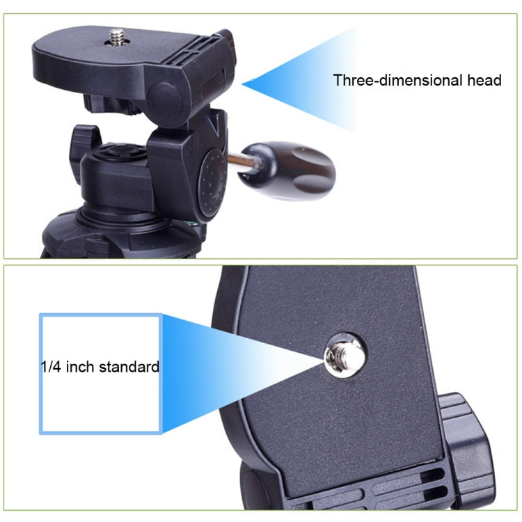 YUNTENG VCT-680RM Soporte de trípode de aleación de aluminio con patas plegables de 4 secciones con cabezal de trípode tridimensional para cámara DSLR y digital, altura ajustable: 46-138 cm, VCT-680RM