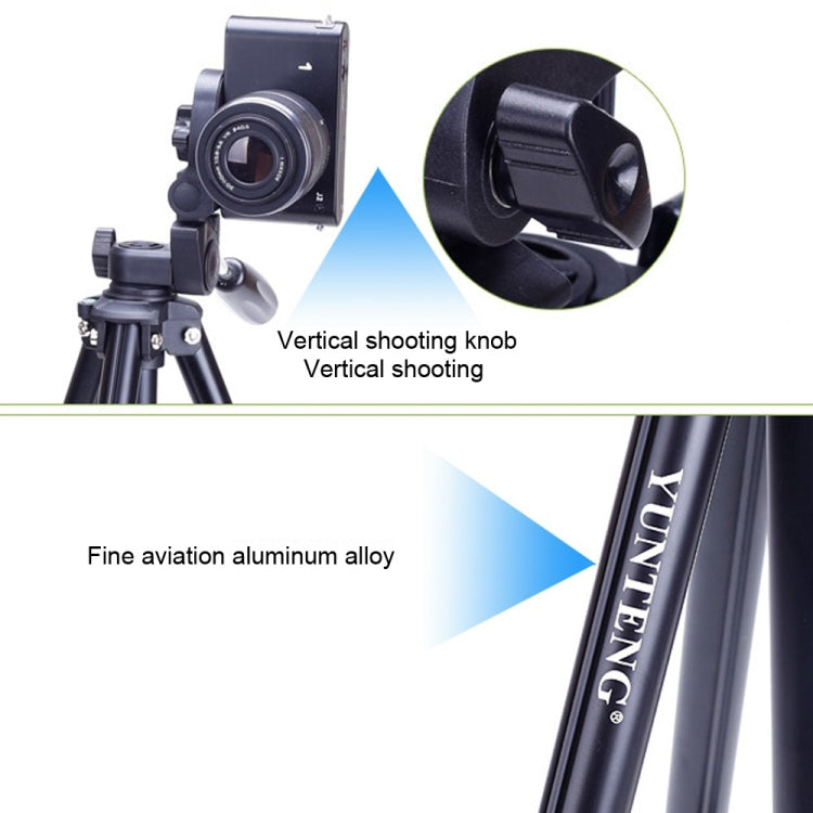 YUNTENG VCT-680RM Soporte de trípode de aleación de aluminio con patas plegables de 4 secciones con cabezal de trípode tridimensional para cámara DSLR y digital, altura ajustable: 46-138 cm, VCT-680RM