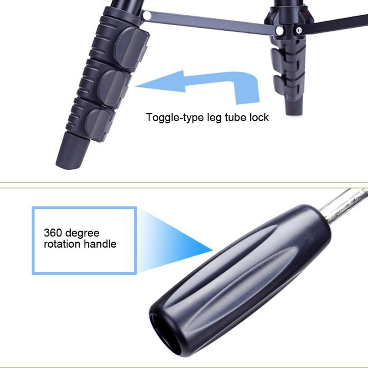 YUNTENG VCT-680RM Soporte de trípode de aleación de aluminio con patas plegables de 4 secciones con cabezal de trípode tridimensional para cámara DSLR y digital, altura ajustable: 46-138 cm, VCT-680RM