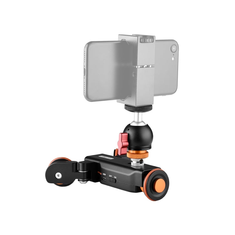 YELANGU L4X-BC Rueda para cámara Dolly II Deslizador de Pista eléctrica Polea de Video de 3 Ruedas Carro rodante con Cabeza esférica, Carga: 3 kg, L4X-BC