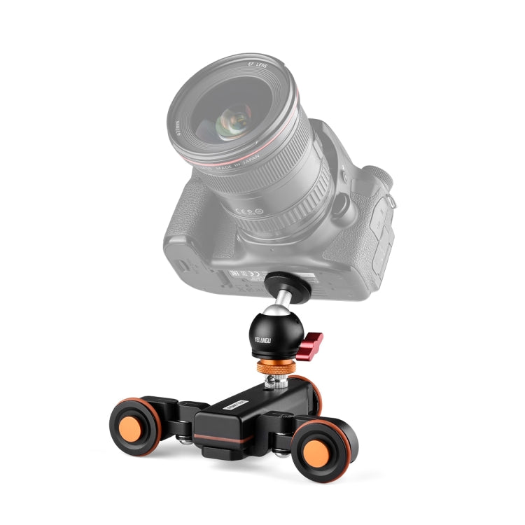 YELANGU L4X-BC Rueda para cámara Dolly II Deslizador de Pista eléctrica Polea de Video de 3 Ruedas Carro rodante con Cabeza esférica, Carga: 3 kg, L4X-BC