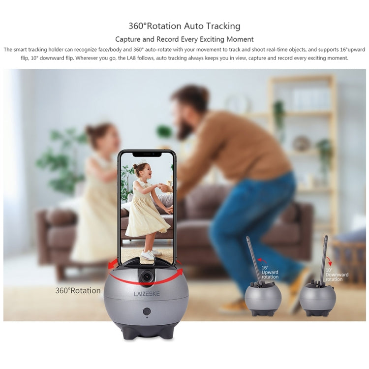 LAIZESKE LA8 Robot inteligente camarógrafo soporte para teléfono con seguimiento automático de 360 grados, LA8