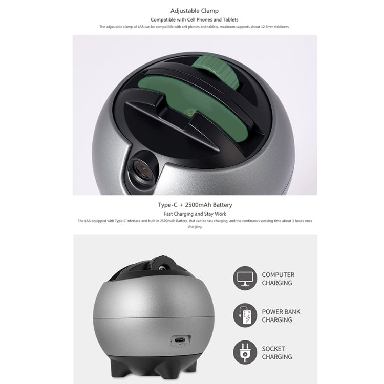 LAIZESKE LA8 Robot inteligente camarógrafo soporte para teléfono con seguimiento automático de 360 grados, LA8