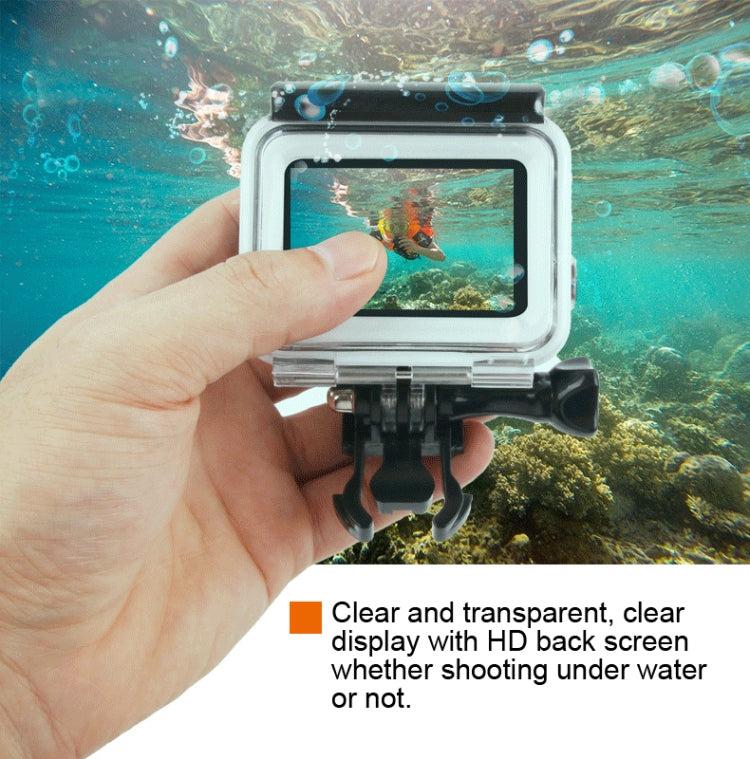 Funda protectora resistente al agua de 45 m + cubierta trasera de pantalla táctil para GoPro NEW HERO /HERO6 /5, con hebilla y tornillo de montaje básico, sin necesidad de quitar la lente, Touch Screen (Transparent), Touch Screen (Black)