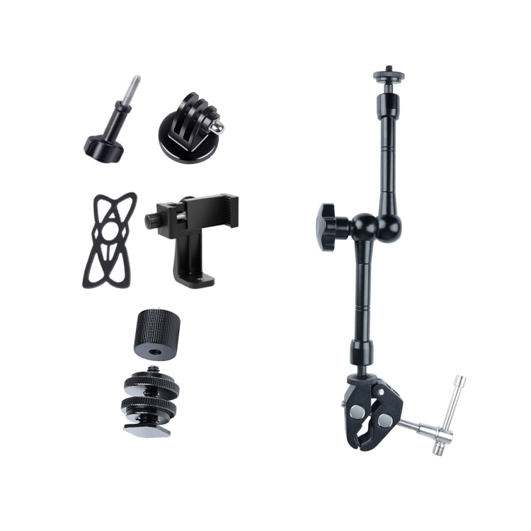 Brazo mágico articulado de fricción ajustable de 11 pulgadas + clips de garras grandes con abrazadera para teléfono, 11 inch Magic Arm + Claws Clips with Phone Clamp