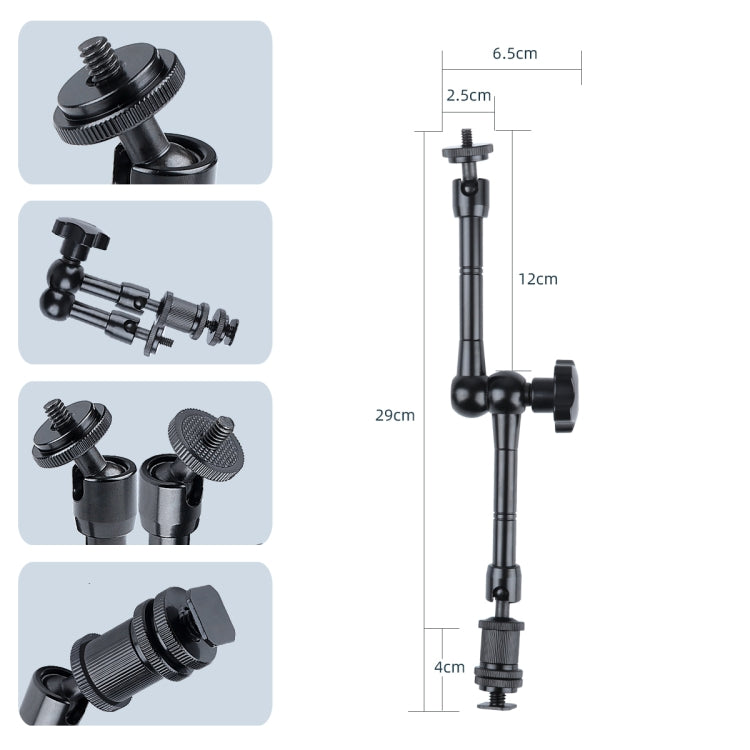 Brazo mágico articulado de fricción ajustable de 11 pulgadas + clips de garras grandes con abrazadera para teléfono, 11 inch Magic Arm + Claws Clips with Phone Clamp