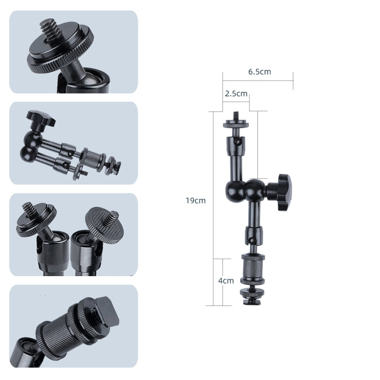 Brazo mágico articulado de fricción ajustable de 7 pulgadas + clips de garras grandes, 7 inch Magic Arm + Claws Clips