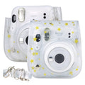 Estuche rígido de PVC con diseño de estrellas para cámara con correa para el hombro para FUJIFILM Instax Mini 11, Transparent
