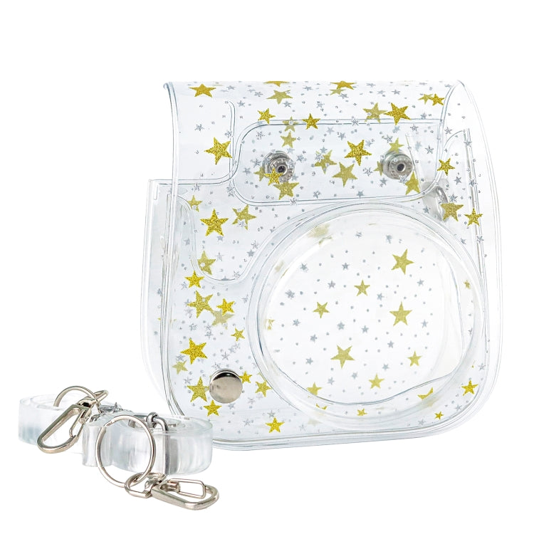 Estuche rígido de PVC con diseño de estrellas para cámara con correa para el hombro para FUJIFILM Instax Mini 11, Transparent