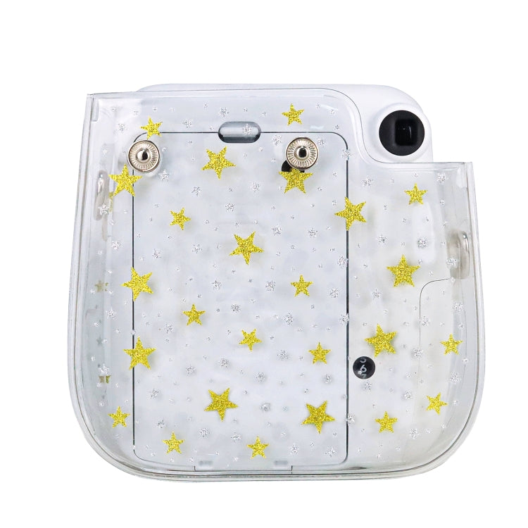 Estuche rígido de PVC con diseño de estrellas para cámara con correa para el hombro para FUJIFILM Instax Mini 11, Transparent
