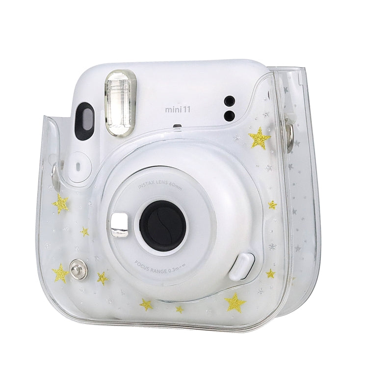 Estuche rígido de PVC con diseño de estrellas para cámara con correa para el hombro para FUJIFILM Instax Mini 11, Transparent