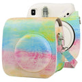 Funda de cuero PU de cuerpo completo con pintura al óleo, bolso para cámara con correa para FUJIFILM instax mini 7+, Oil Paint