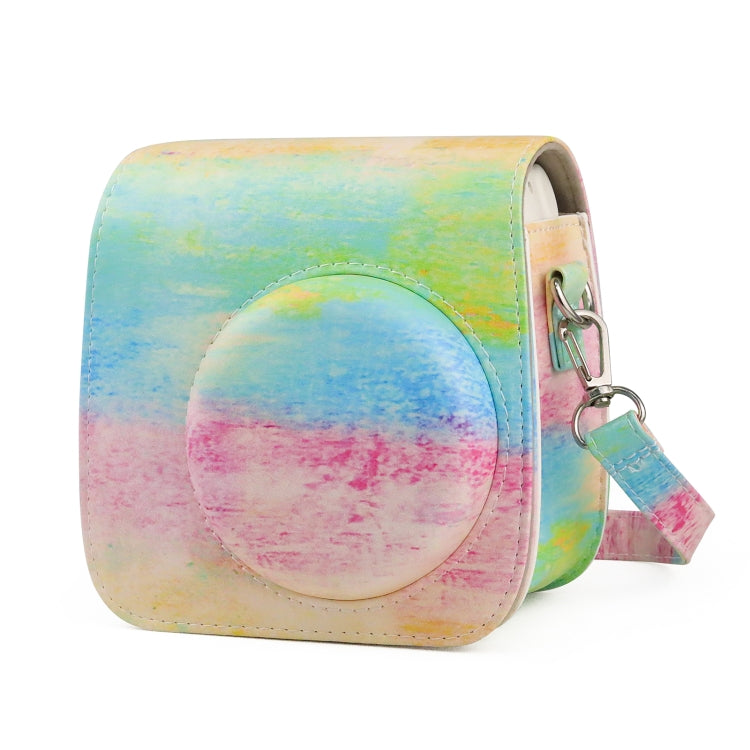 Funda de cuero PU de cuerpo completo con pintura al óleo, bolso para cámara con correa para FUJIFILM instax mini 7+, Oil Paint