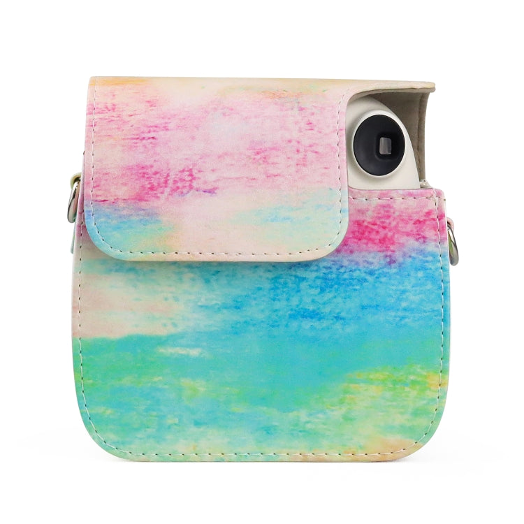 Funda de cuero PU de cuerpo completo con pintura al óleo, bolso para cámara con correa para FUJIFILM instax mini 7+, Oil Paint