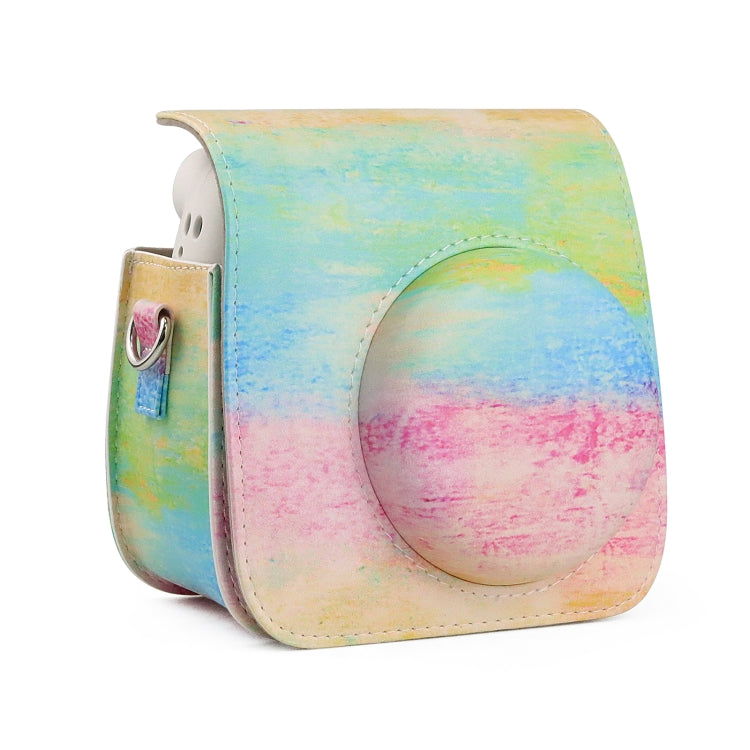Funda de cuero PU de cuerpo completo con pintura al óleo, bolso para cámara con correa para FUJIFILM instax mini 7+, Oil Paint