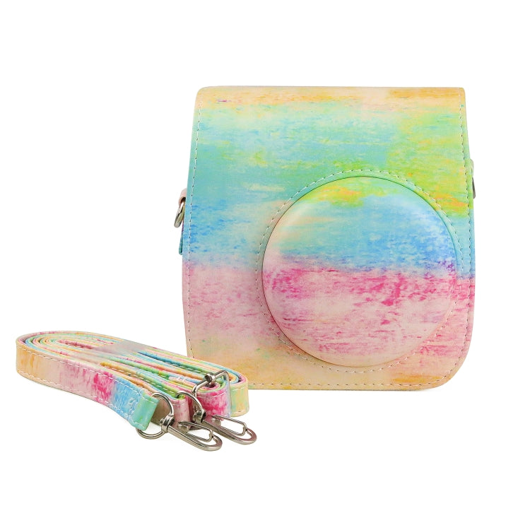 Funda de cuero PU de cuerpo completo con pintura al óleo, bolso para cámara con correa para FUJIFILM instax mini 7+, Oil Paint