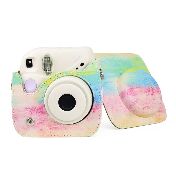 Funda de cuero PU de cuerpo completo con pintura al óleo, bolso para cámara con correa para FUJIFILM instax mini 7+, Oil Paint