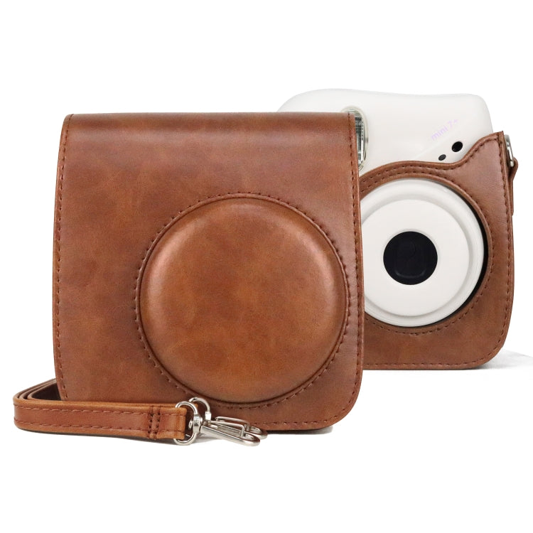 Bolso retro de la cámara de la caja del cuero de la PU del cuerpo completo con la correa para FUJIFILM instax mini 7+, For FUJIFILM Instax Mini 7+