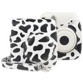 Bolso de la cámara de la caja del cuero de la PU del cuerpo completo de la vaca lechera con la correa para FUJIFILM instax mini 7+, Milk Cow