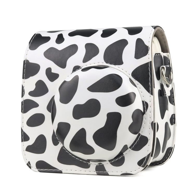 Bolso de la cámara de la caja del cuero de la PU del cuerpo completo de la vaca lechera con la correa para FUJIFILM instax mini 7+, Milk Cow