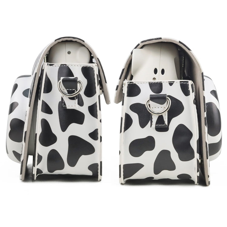 Bolso de la cámara de la caja del cuero de la PU del cuerpo completo de la vaca lechera con la correa para FUJIFILM instax mini 7+, Milk Cow