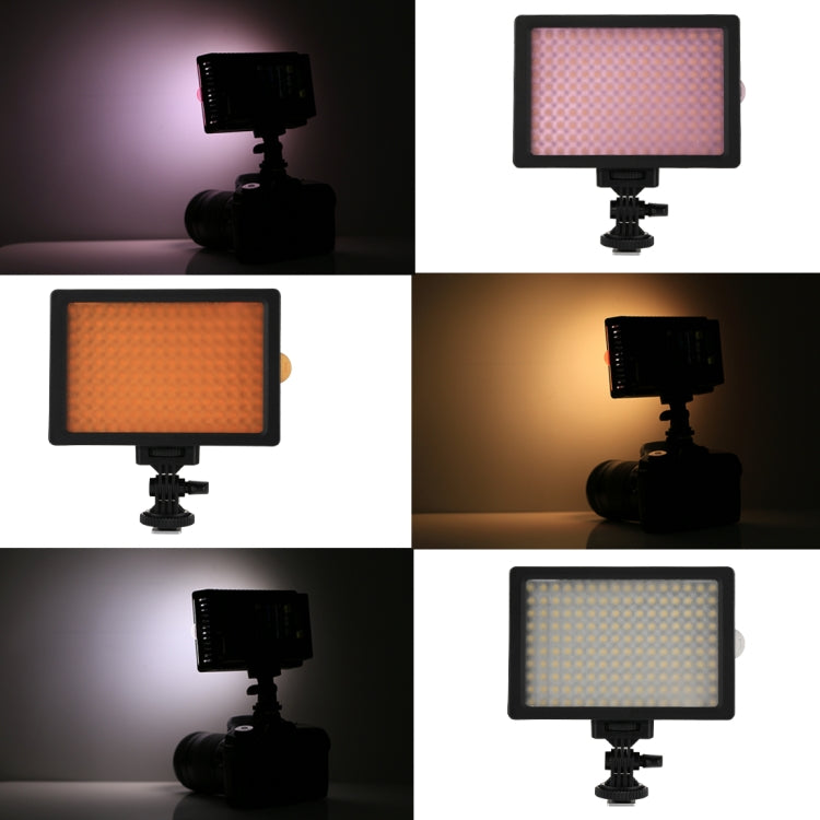 HD-160 Luz blanca Luz de vídeo LED Iluminación de fotografía en cámara Luz de relleno para cámara Canon, Nikon, DSLR con 3 placas de filtro, HD-160