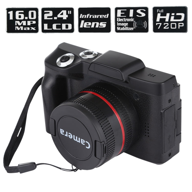 Cámara digital con lentes intercambiables y pantalla abatible con interpolación de 1,3 megapíxeles, LCD de 2,4 pulgadas, grabación Full HD 720P, lente infrarroja, EIS, Black, White