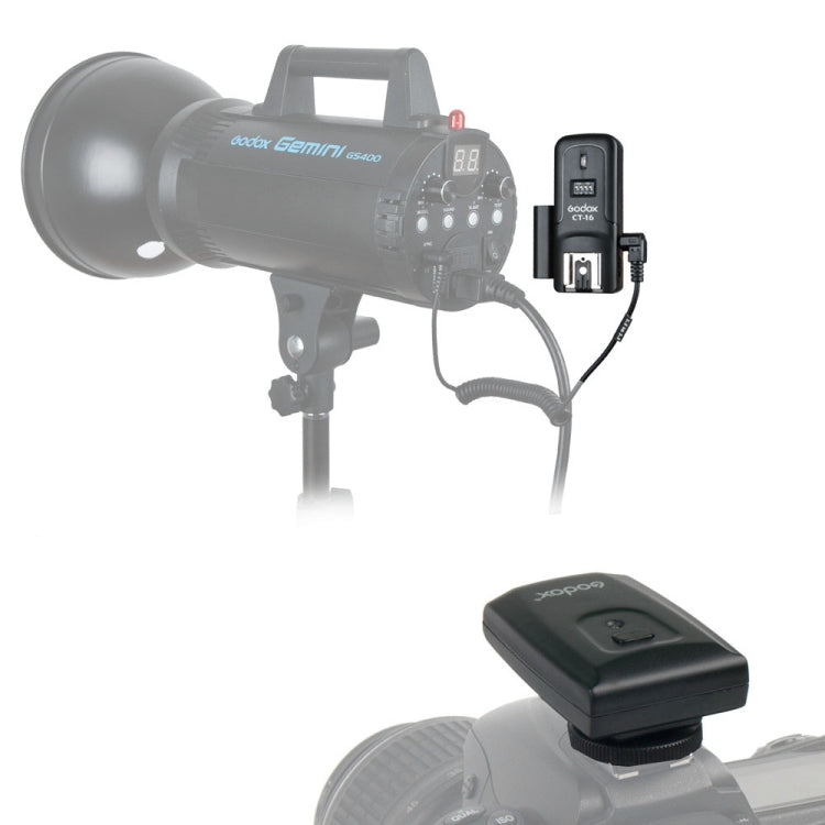 Conjunto de transmisor + receptor de disparo de flash Godox CT-16