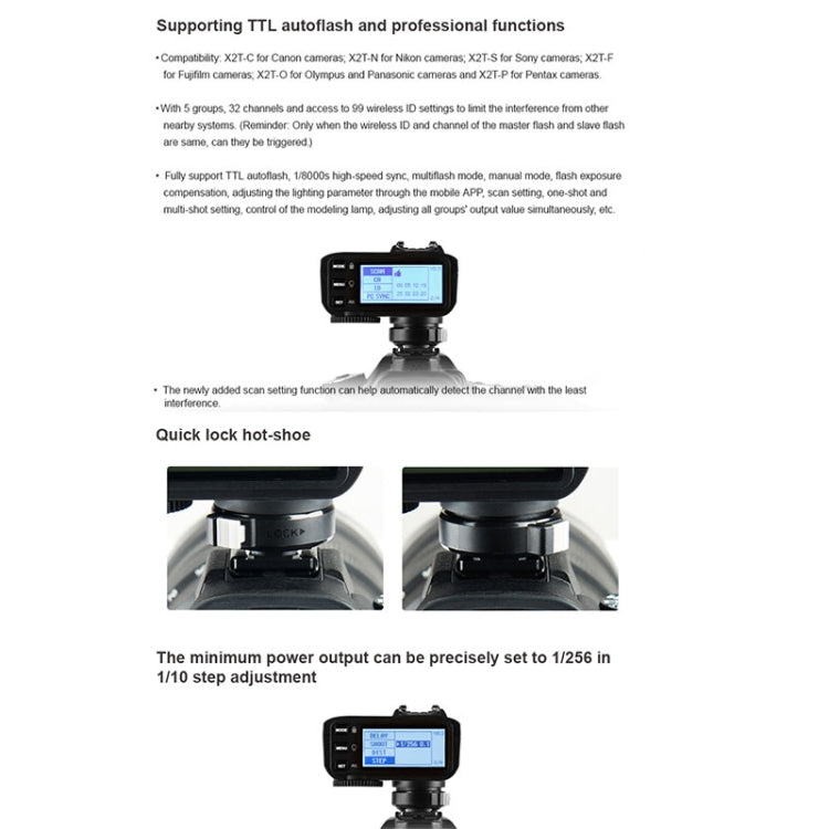 Disparador de flash inalámbrico Bluetooth Godox X2T-C E-TTL II para Canon, X2T-C for Canon