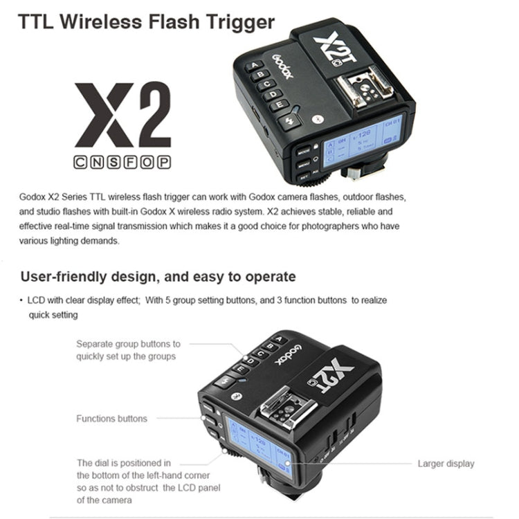 Disparador de flash inalámbrico Bluetooth Godox X2T-C E-TTL II para Canon, X2T-C for Canon